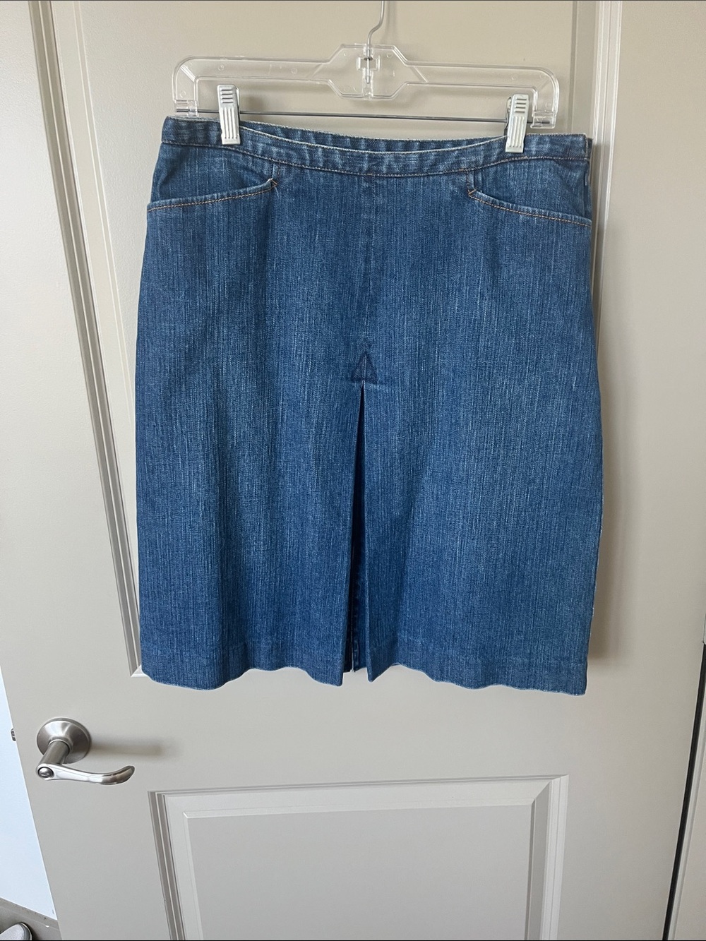 Talbots Medium Blue Denim A-Line Skirt with Front Pleat